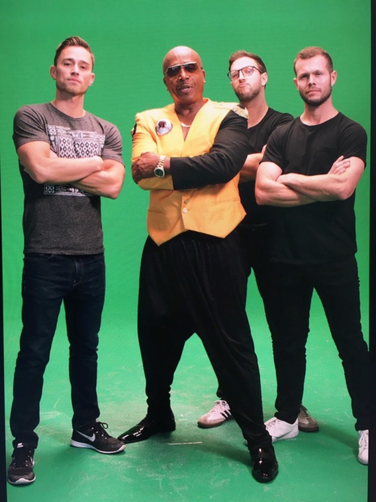 Dean West ( far right ) getting some Hammer action...