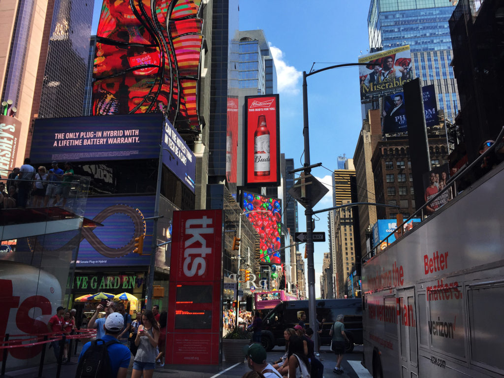 Budweiser billboard at North end of Times Square...
